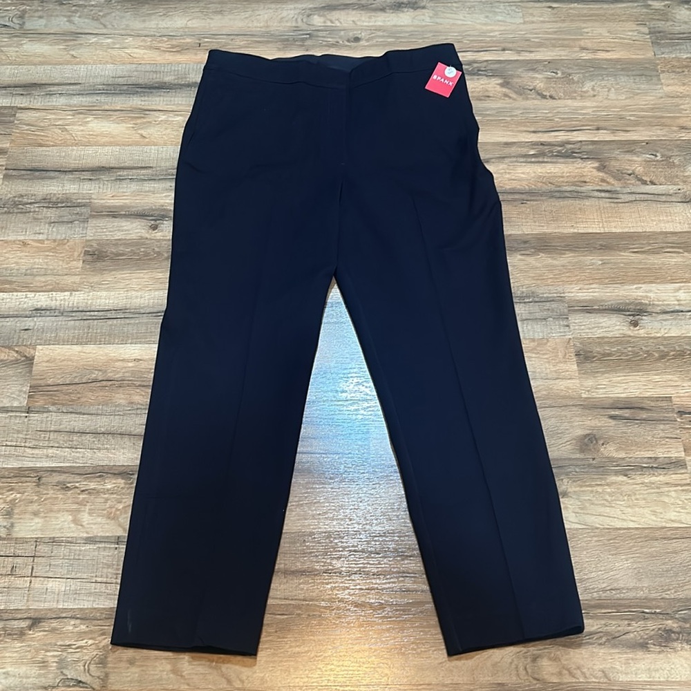 SPANX POLISHED ANKLE SLIM PANTS WOMEN NAVY Sz XL TALL NEW